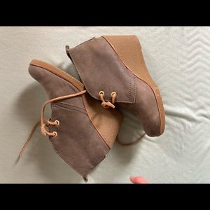 Sperry Gray Leather Wedge Heels